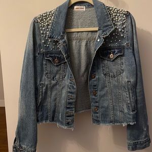Pearl embellished Jean jacket